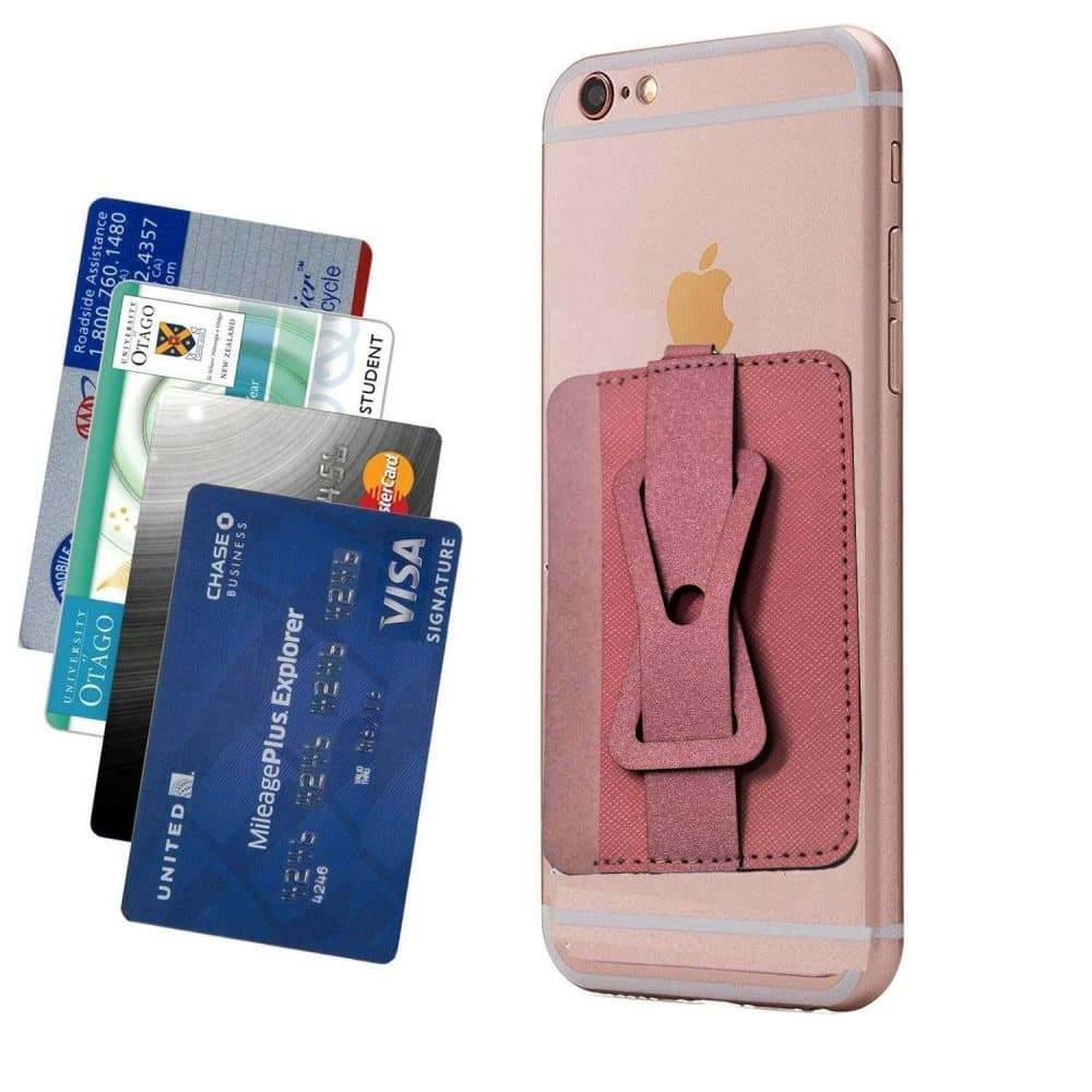 Kortholder med stativ / holder for mobiltelefon - rosa