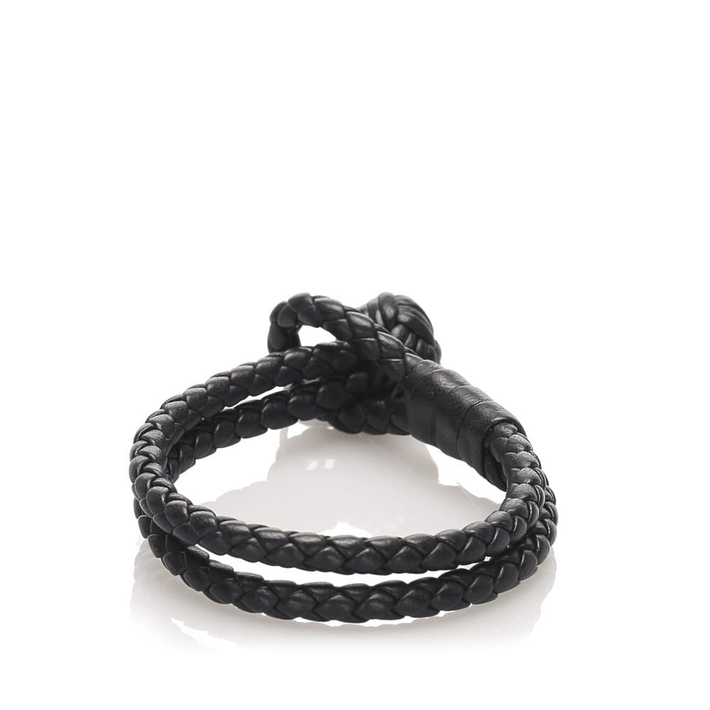 Pre-owned Bottega Veneta Intrecciato Ayers Bracelet Black