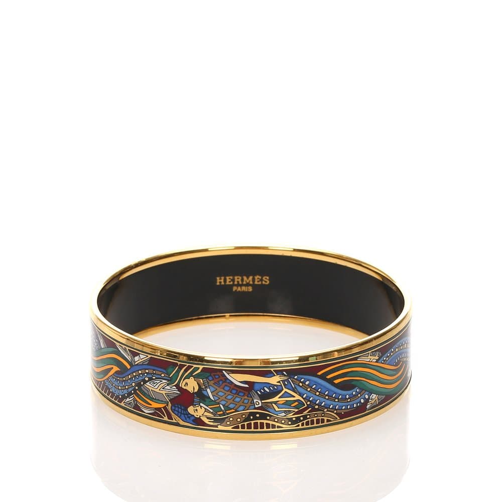 Pre-owned Hermes Enamel GM Bangle Blue