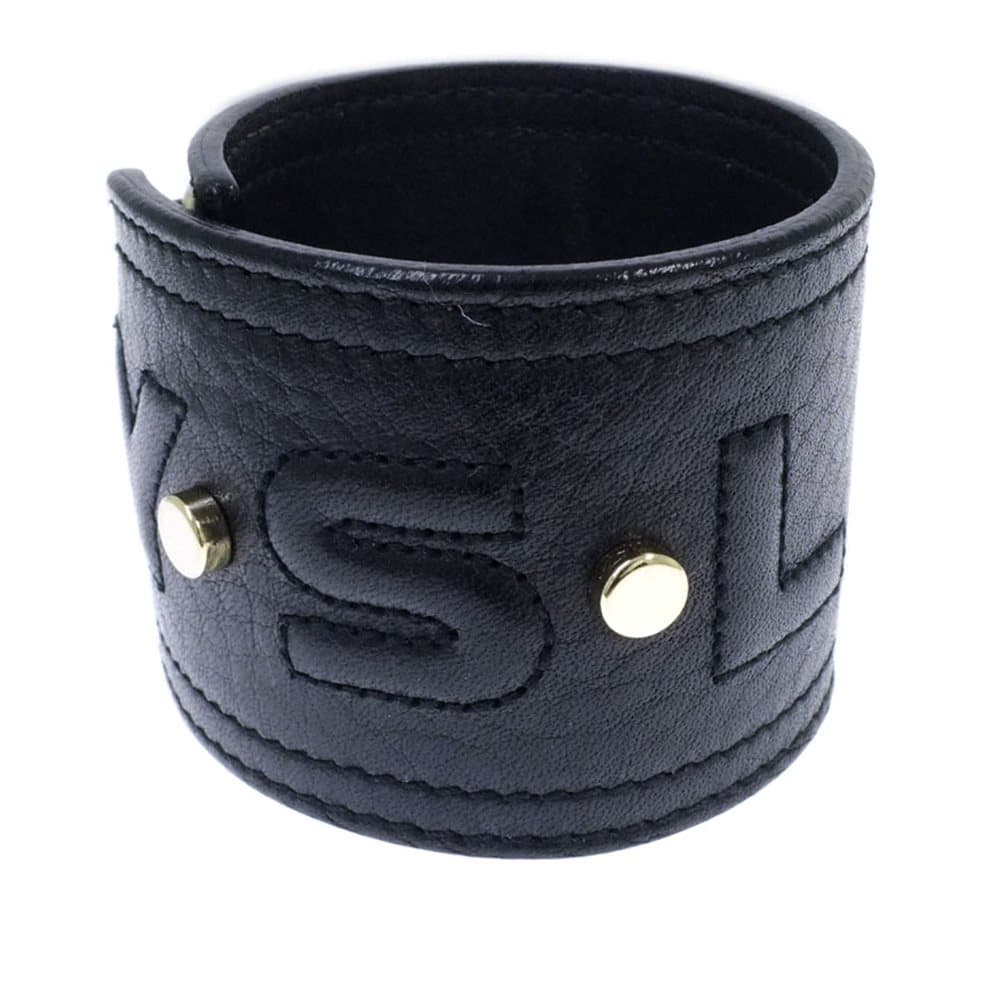 Pre-owned YSL Leather Cuff Black