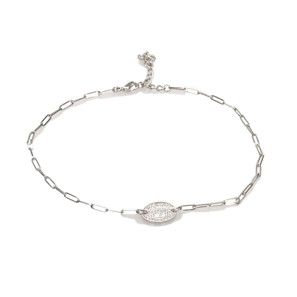 Pre-owned Dior Logo Charm Bracelet Silver