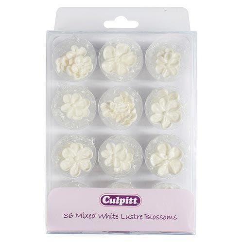 Culpitt Sugar Decorations Mixed Blossoms White Lustre pk/36