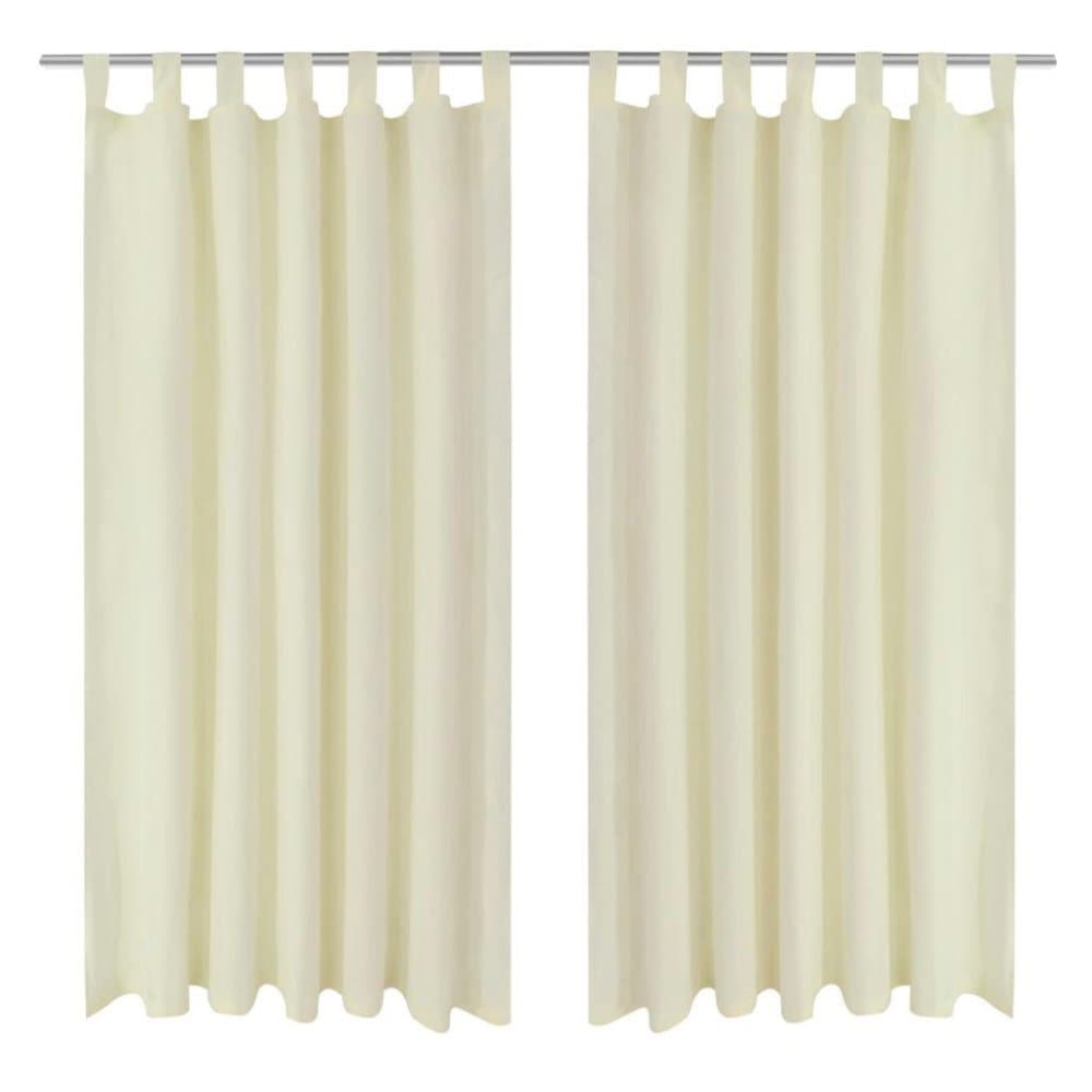 vidaXL Creme Mikro-Satiini Verhot Lenkeillä 2kpl 140 x 225 cm
