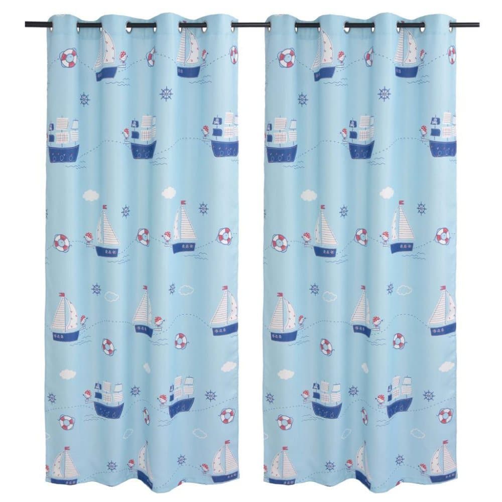 vidaXL Lystette gardiner til barnerom 2 stk 140x240 cm blå