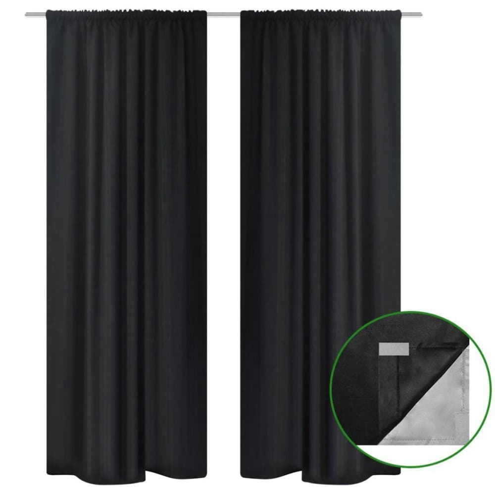 vidaXL Lystette gardiner 2 stk to-lags 140x175 cm svart