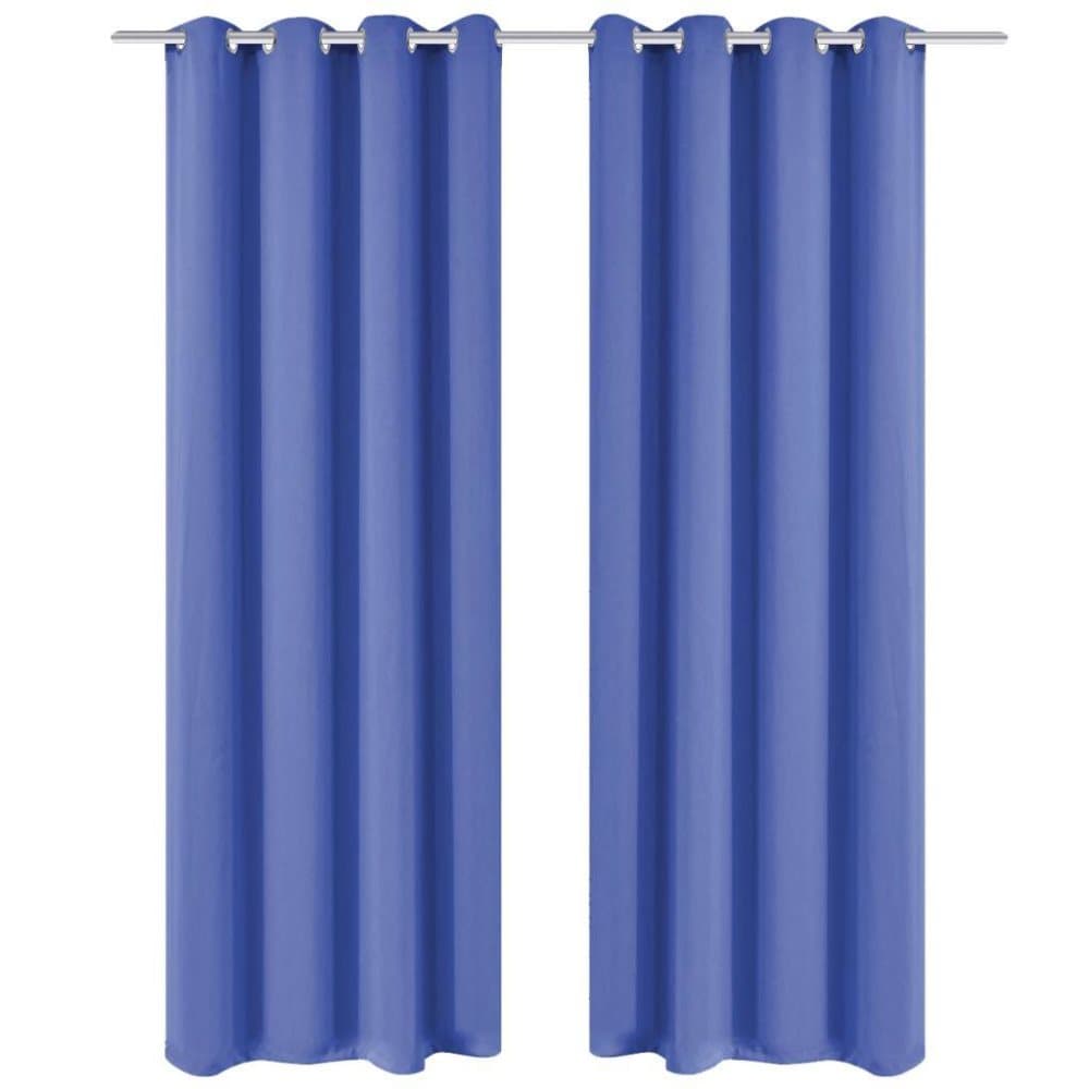 vidaXL Lystette gardiner 2 stk med metallmaljer 135x245 cm blå