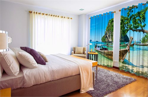 Bild av Dekorativa gardiner Thailand Boat