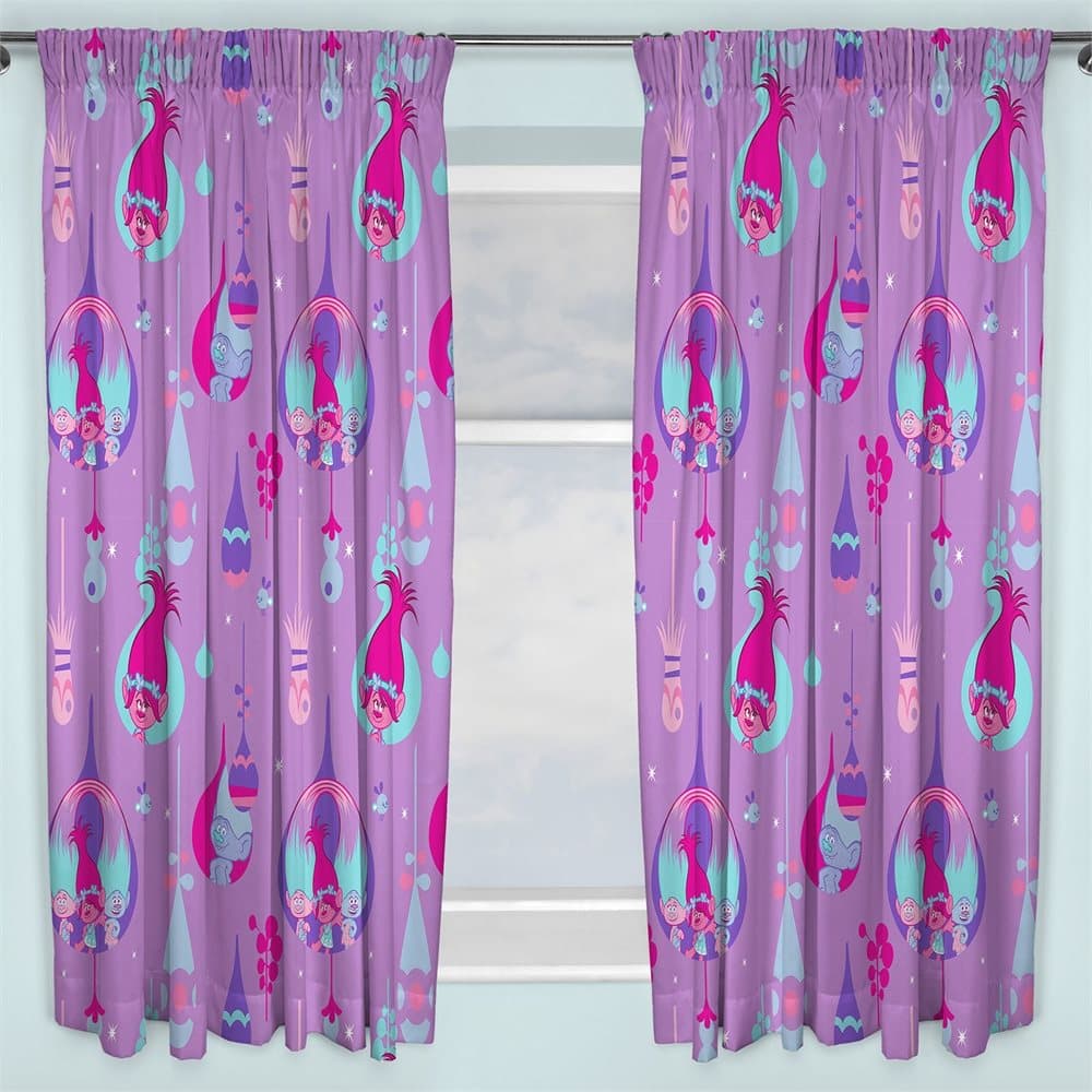 Trolls Childrens/Kids Official Glow Curtains