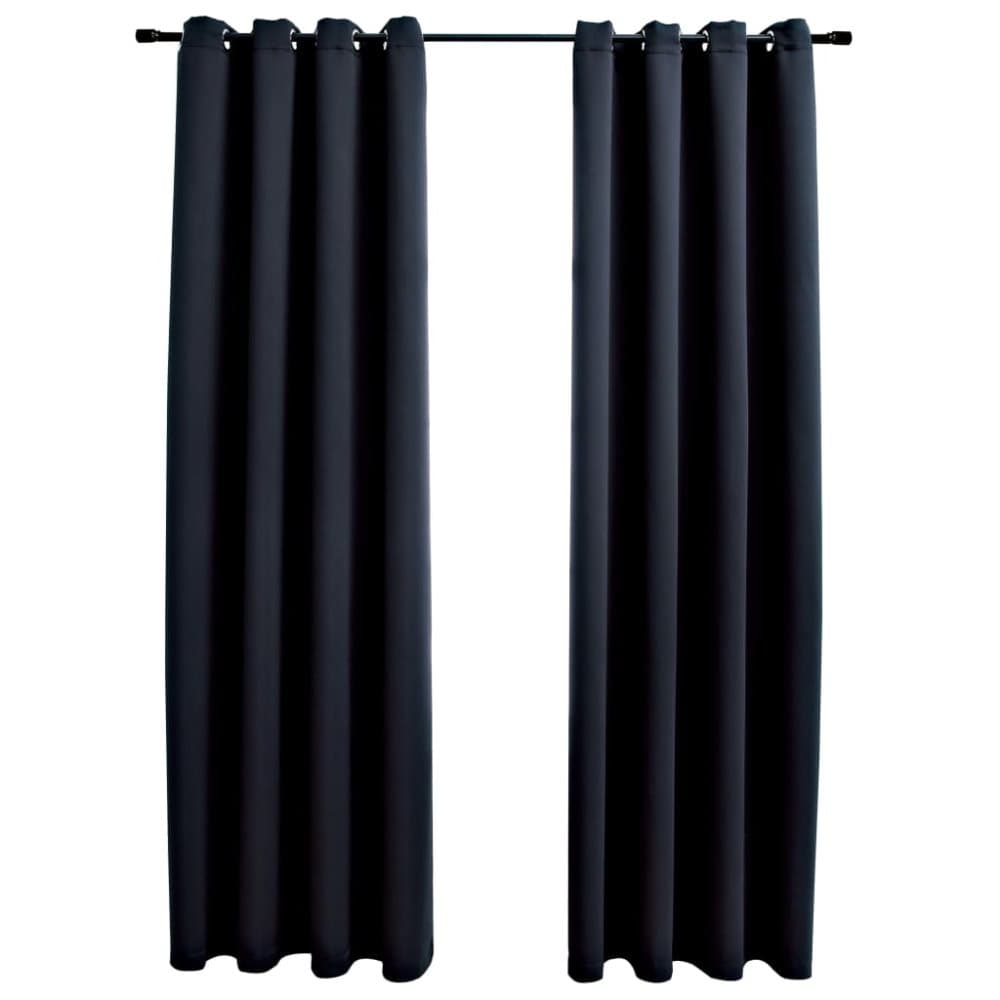 vidaXL mørklægningsgardiner 2 stk. med metalringe 140 x 245 cm sort