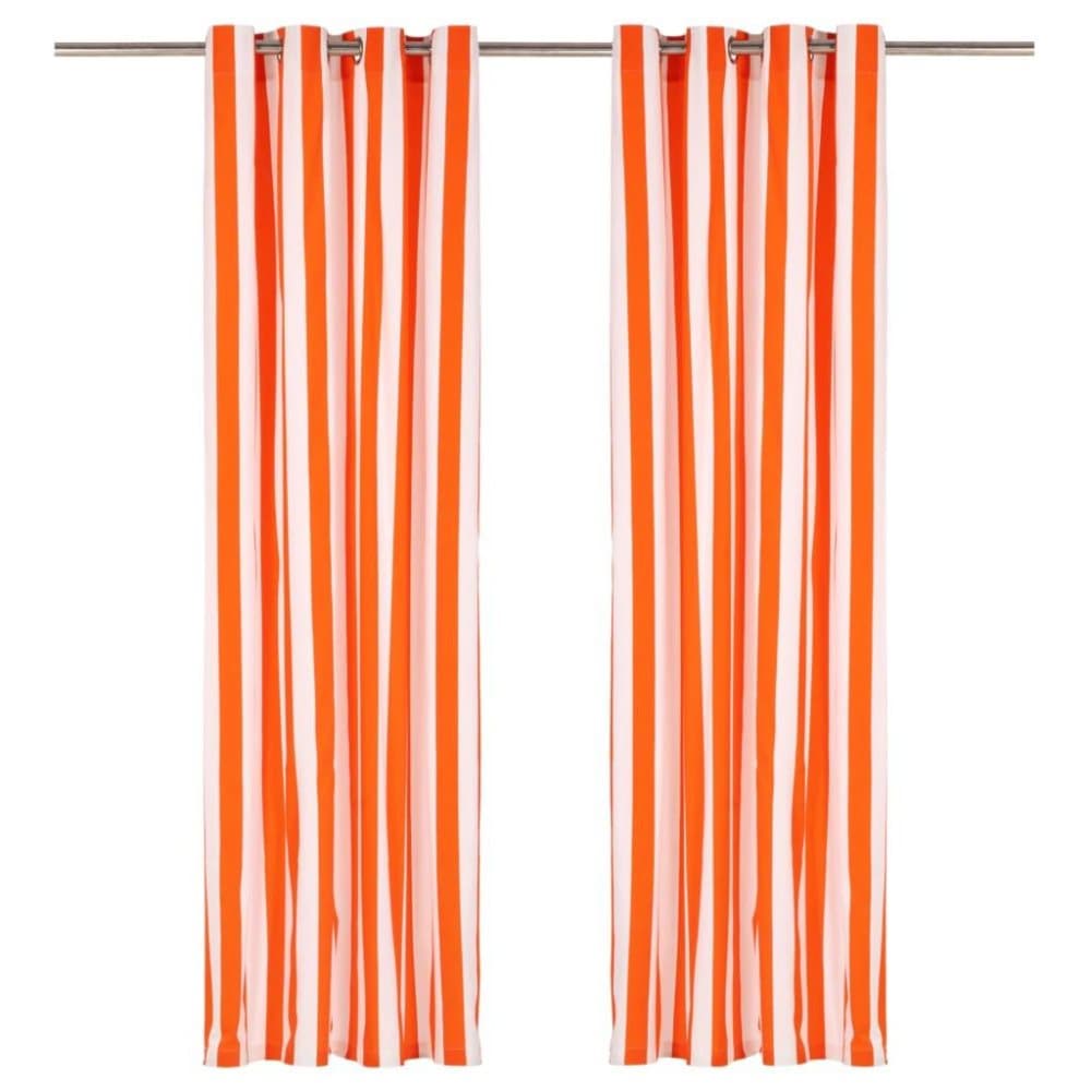 vidaXL Verhot metallirenkailla 2 kpl kangas 140x245 cm oranssi raita
