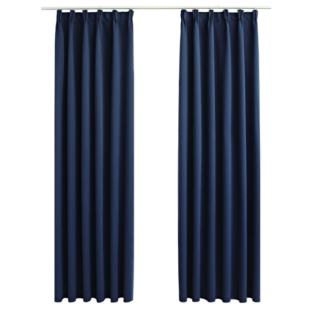 vidaXL mørklægningsgardiner 2 stk. med kroge 140 x 245 cm blå