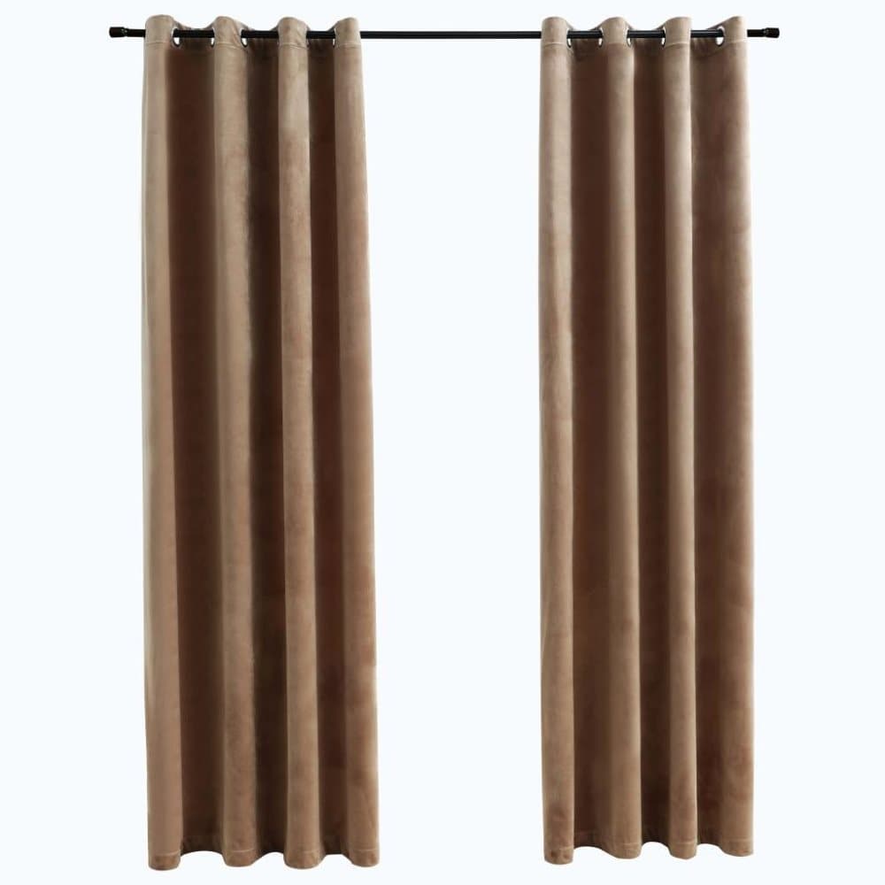 vidaXL Pimennysverhot renkailla 2 kpl sametti beige 140x175 cm