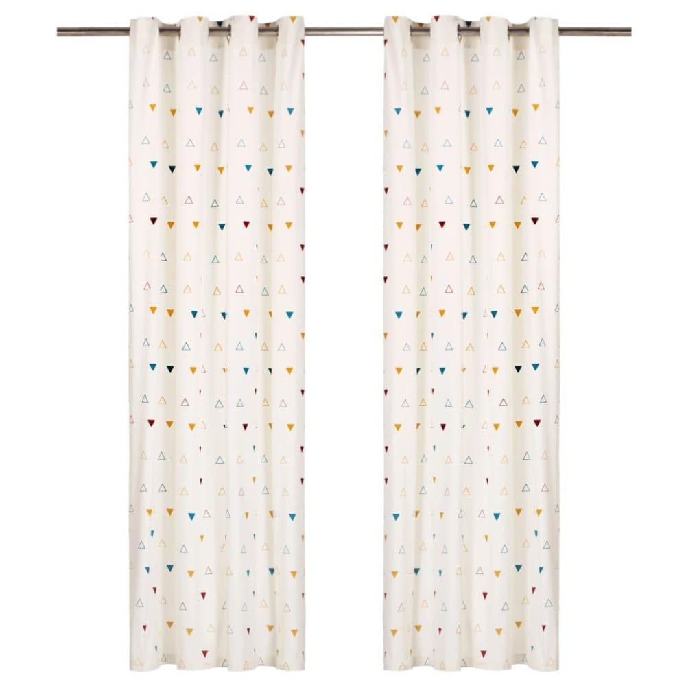 vidaXL Gardiner metallringer 2 stk bomull 140x225cm flerfarget trekant