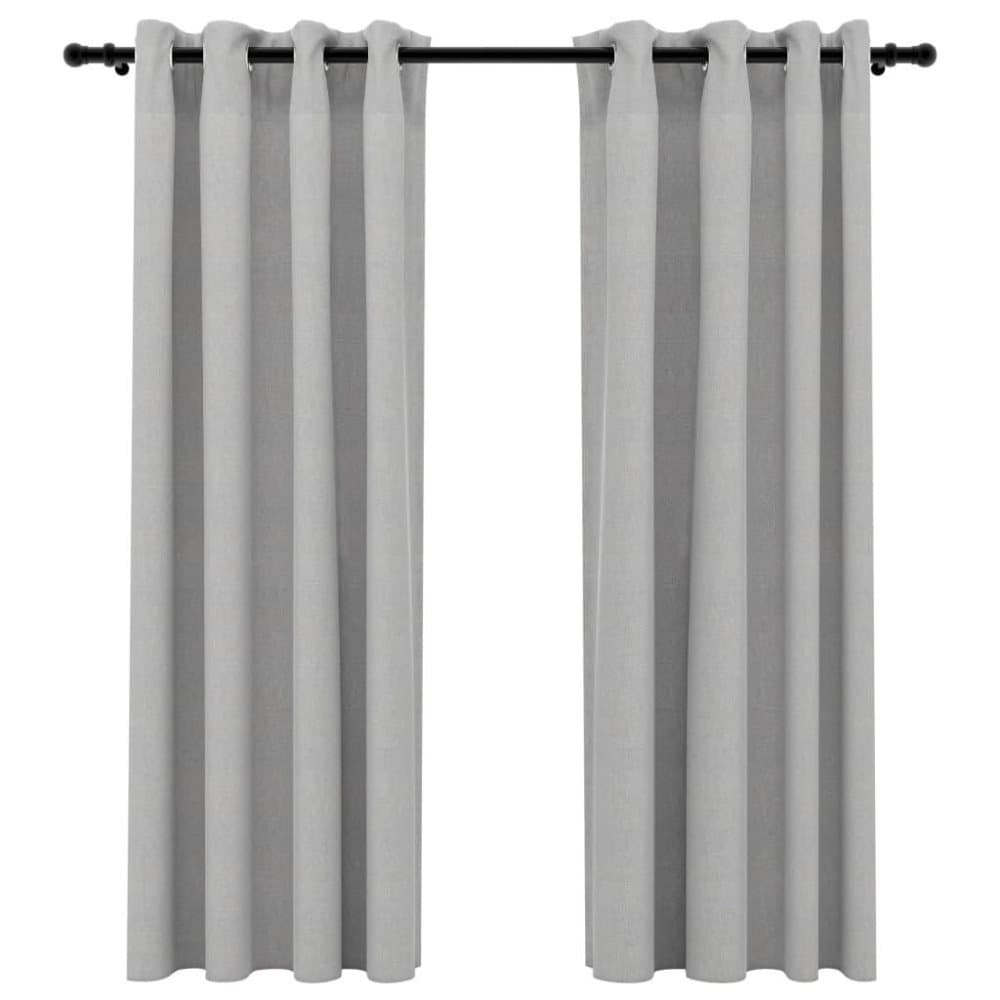 vidaXL Pellavamaiset pimennysverhot renkailla 2 kpl harmaa 140x175 cm