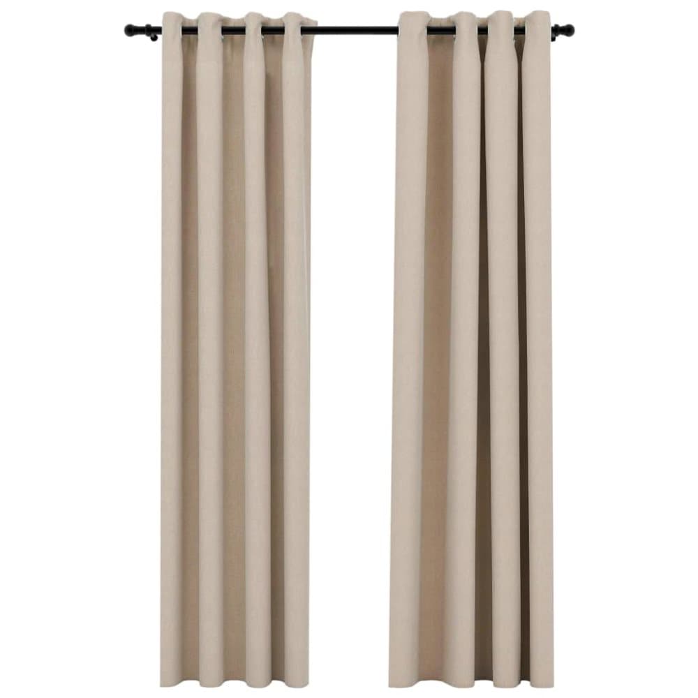 vidaXL Pellavamaiset pimennysverhot renkailla 2 kpl beige 140x245 cm