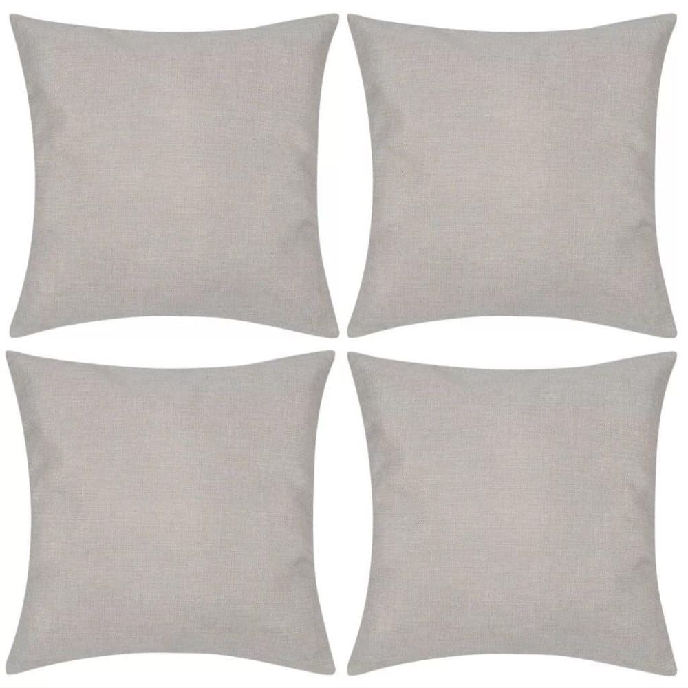 vidaXL 4 Beige pudebetræk linen-look 80 x 80 cm