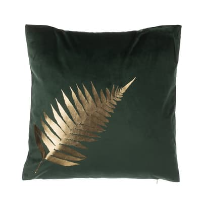 Pude 45x45 cm Grøn/Guld Velour FERN