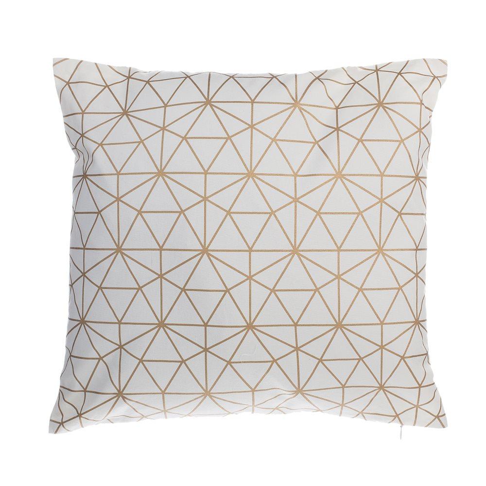 Pude 45x45 cm Geometrisk Motiv Guld/Hvid