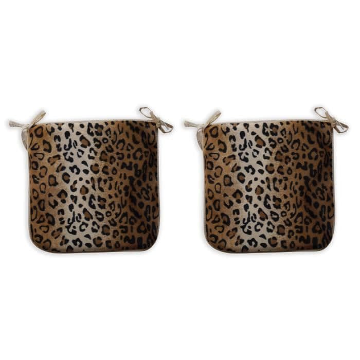 O'CBO sæt med 2 leopard pelsstolskager - 39 x 39 cm - orange, sort og fløde