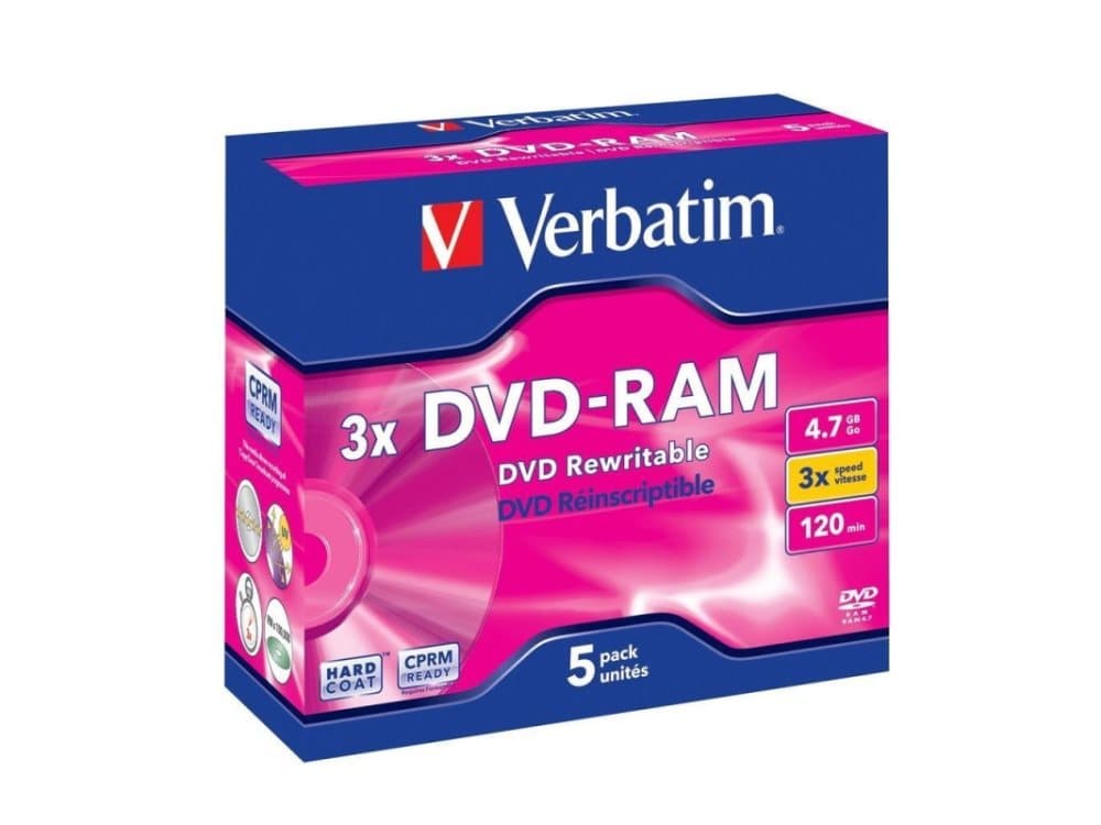 Verbatim DVD-RAM 3x, DVD-RAM, Kotelo, 5 kpl, 4,7 GB