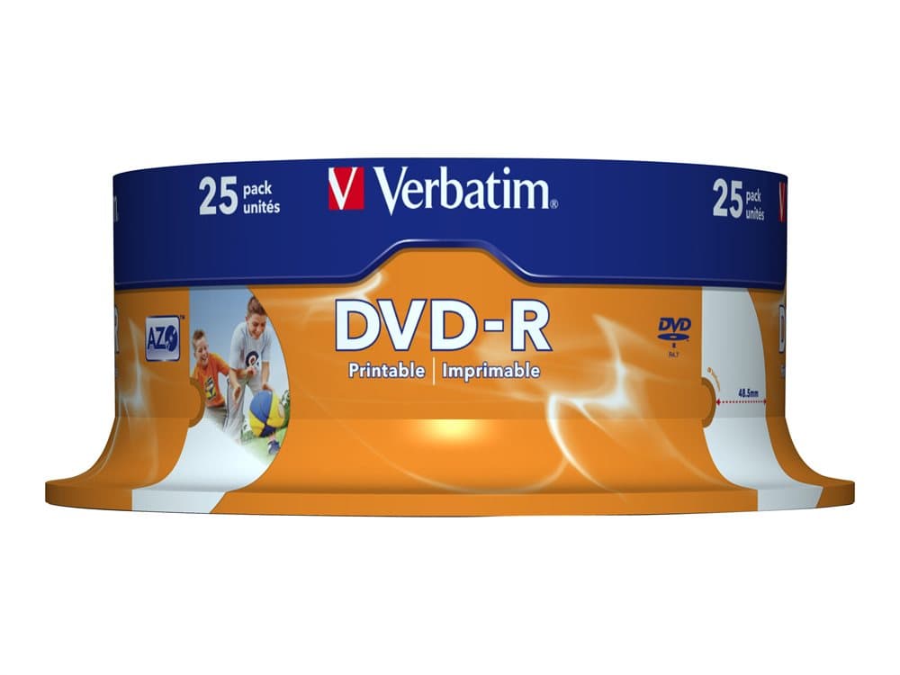 Verbatim - 25 x DVD-R - 4.7 GB 16x - bred fotoskrivbar overflate - spindel