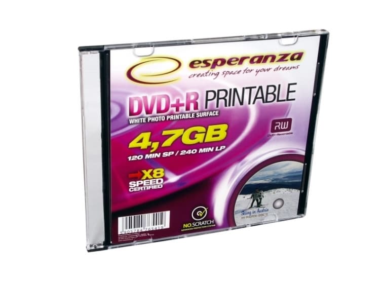 Esperanza 1307, 4,7 GB, DVD+R, 120 mm, 1 stykker, 8x, Tynn boks