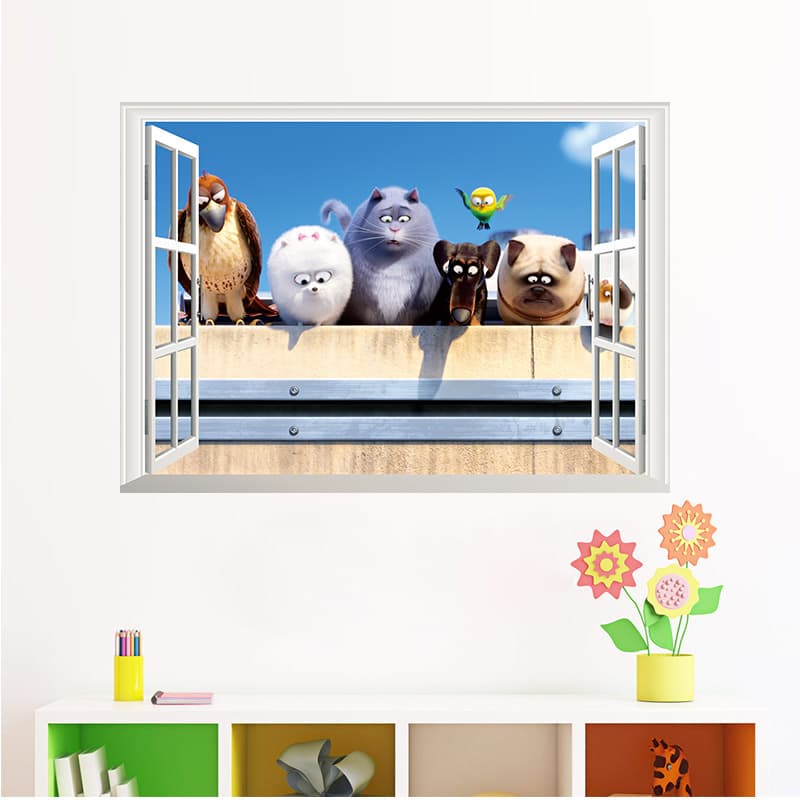 Väggdekor - Lovely animal window 50x70 cm.