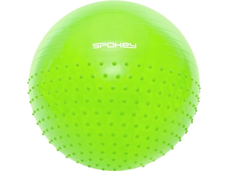 Spokey HALF FIT Gymnastic ball, Anti-burst system, 2 surface (smooth and massage nibs), 65 cm, Pump in a set, 200 kg, Green