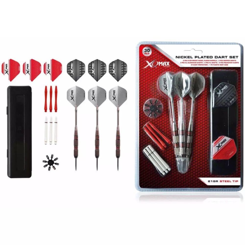XQmax Darts nikkelbelagt dartsæt i 30 dele 21 g stålspids QD7000680