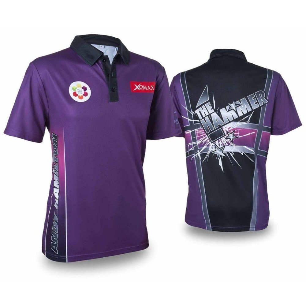 XQmax Darts Andy Hamilton replika kampskjorte lilla M QD9200330