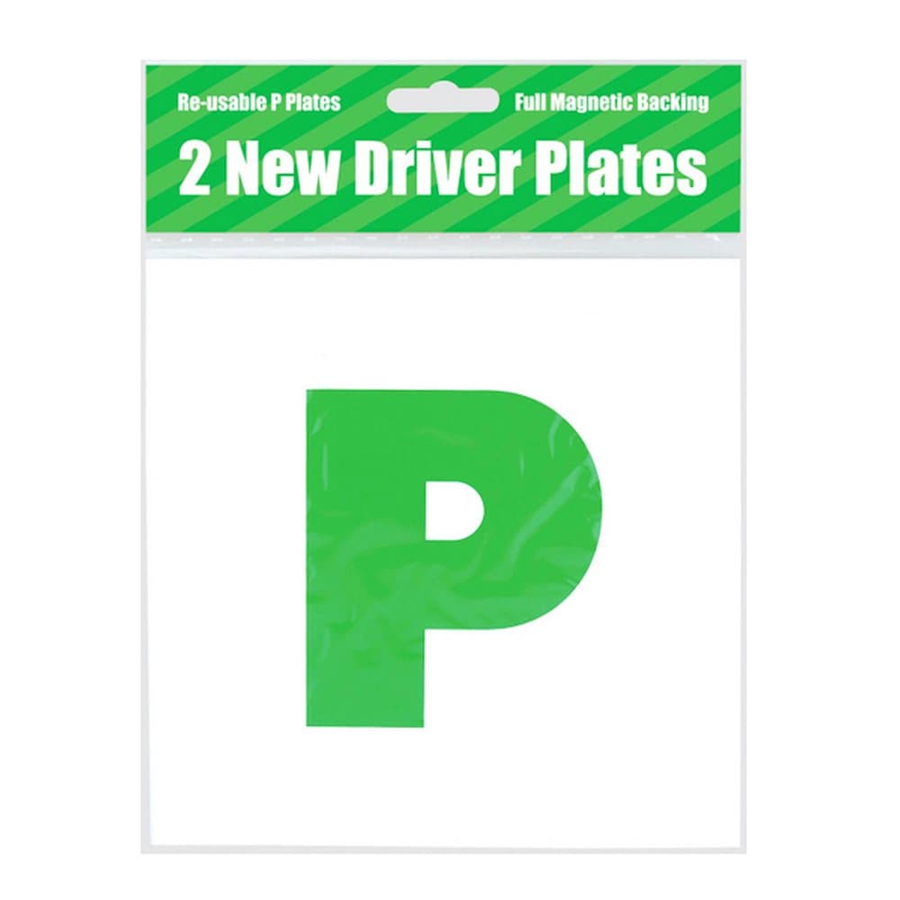 County Stationery Magnetic Green New Driver P Plates (Pack Of 2)
