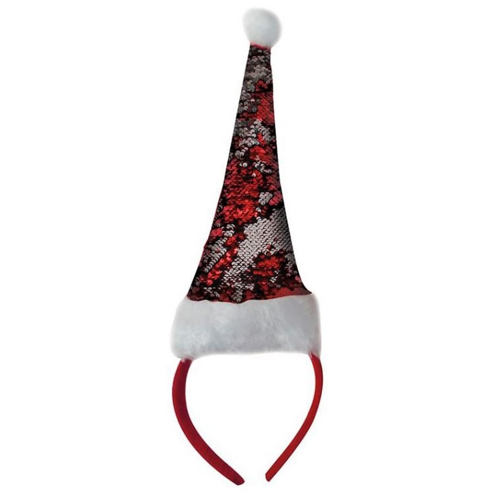 Christmas Shop Unisex Reversible Sequin Xmas Santa Hat Headband