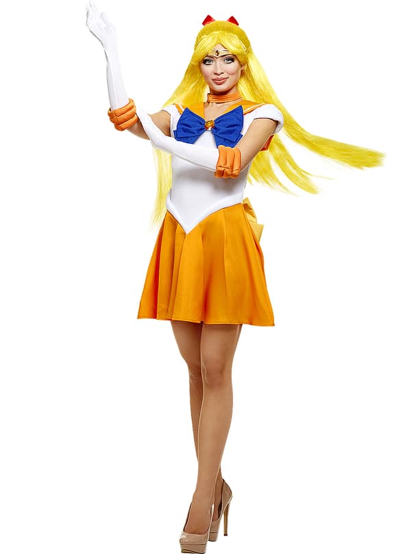 Funidelia | Sailor Venus kostyme - Sailor Moon OFFISIELL til dame ▶ Anime, Cosplay, Usagi Tsukino, Tegneserie - Oransje