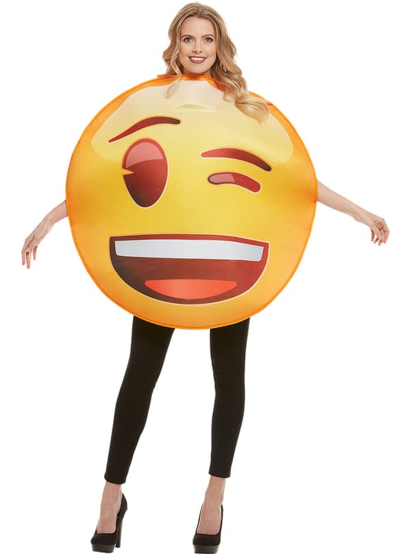 Funidelia | Emoji Maskeraddräkt blinka med ett öga OFFICIELLA för dam och herr ▶ Emoticon, Whatsapp, Originella och roliga - Gul One size