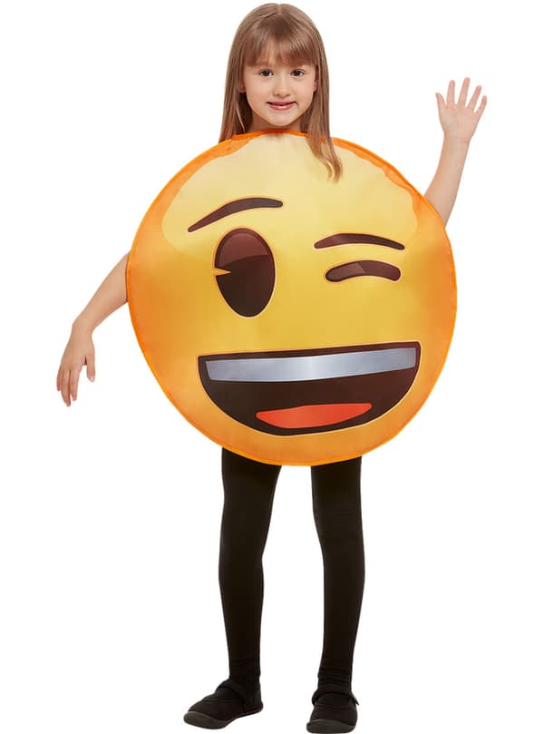 Funidelia | Emoji Maskeraddräkt blinka med ett öga OFFICIELLA för flicka och pockje ▶ Emoticon, Whatsapp, Originella och roliga - Gul 6-12 years