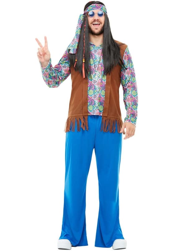 Funidelia | Hippie kostume til mænd ▶ 60'erne, Hippie, Flower power, Årti - Multifarvet XXXXL