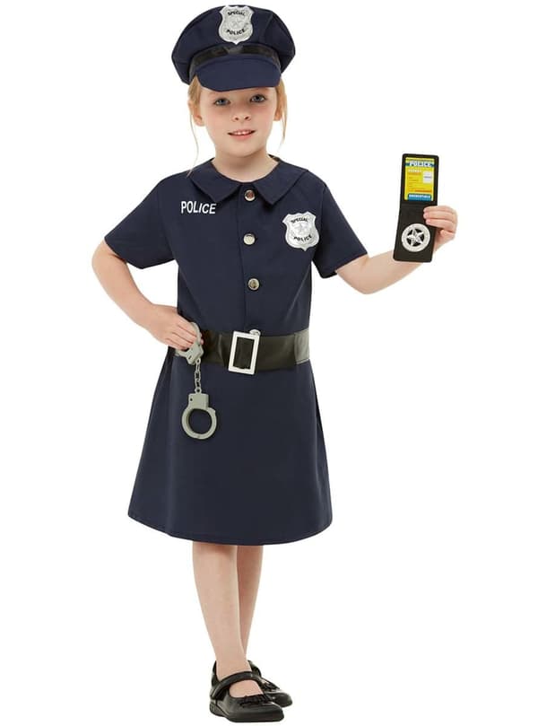 Funidelia | Politi kostume til piger ▶ Politieagent, Politibetjent, FBI, Professioner - Blå 7-9 years