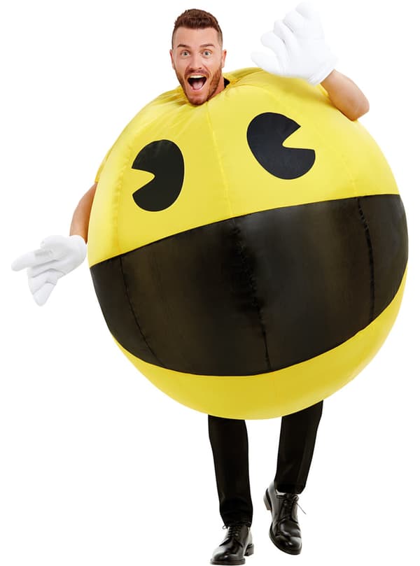 Funidelia | Pac-Man Maskeraddräkt Uppblåsbar OFFICIELLA för dam och herr ▶ Videospel, 80 tals, Arcade - Gul One size