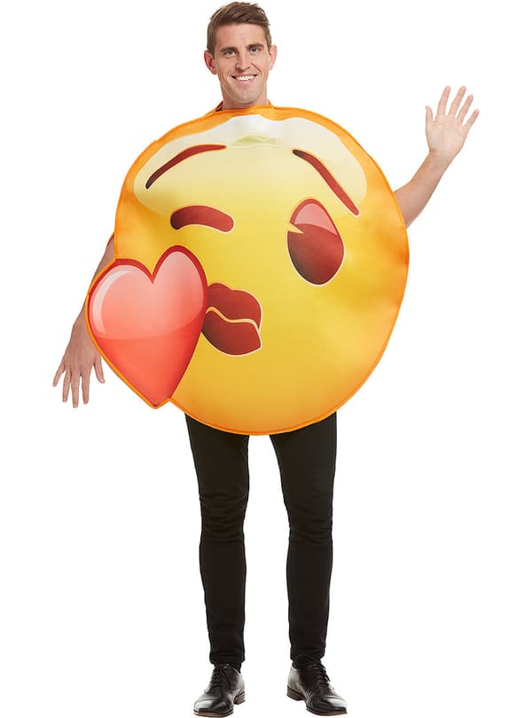 Funidelia | Emoji Maskeraddräkt puss med hjärta OFFICIELLA för dam och herr ▶ Emoticon, Whatsapp, Originella och roliga - Gul
