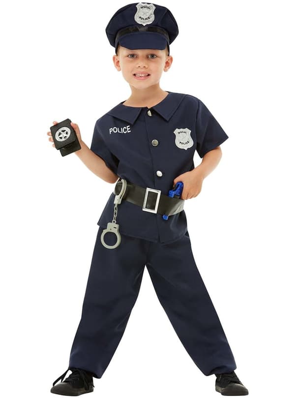 Funidelia | Politi kostume til drenge ▶ Politieagent, Politibetjent, FBI, Professioner - Blå 7-9 years