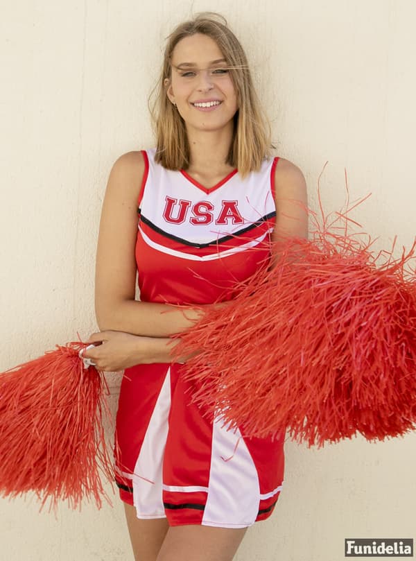 Funidelia | Cheerleader kostume til kvinder ▶ Cheerleader, Amerikansk Fodbold, Gymnasium, Professioner - Rød