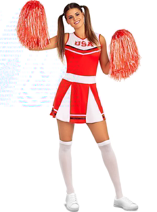 Funidelia | Cheerleader kostume til kvinder ▶ Cheerleader, Amerikansk Fodbold, Gymnasium, Professioner - Rød XS