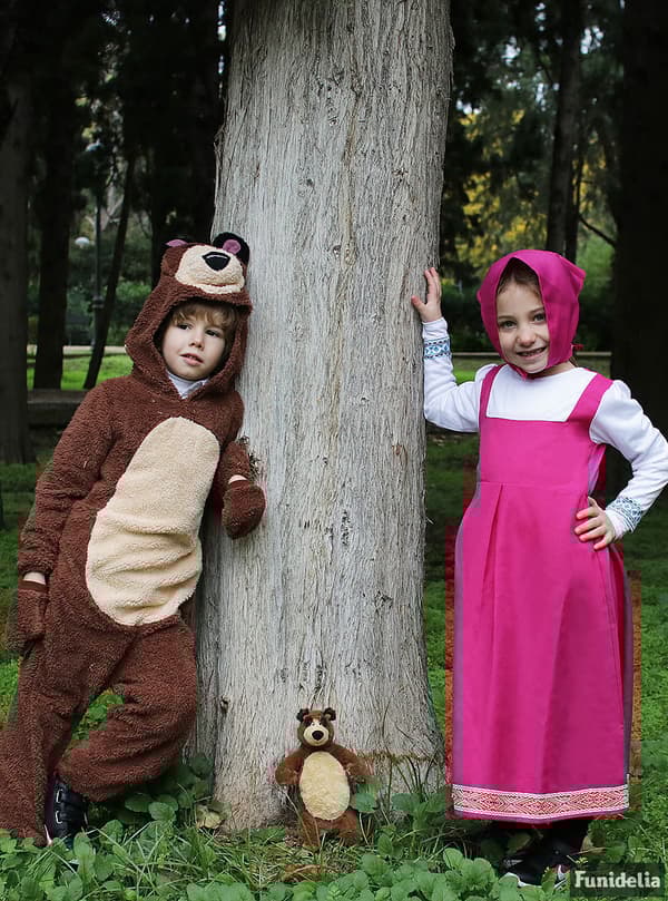 Funidelia | Masha Kostume - Masha og bjørnen OFFICIELLE til piger ▶ Masha and the Bear, Tegneserier - Pink