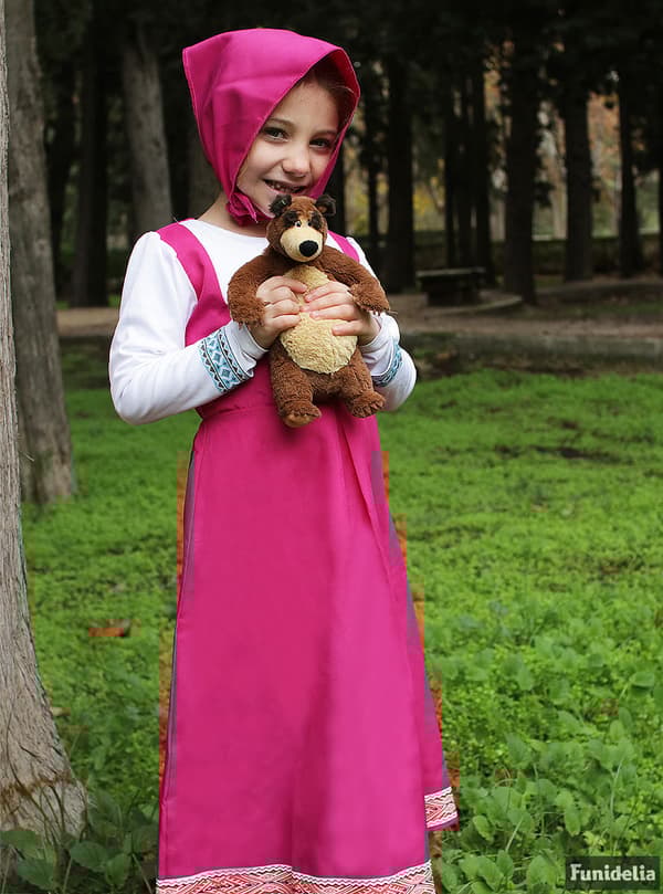 Funidelia | Masha Kostume - Masha og bjørnen OFFICIELLE til piger ▶ Masha and the Bear, Tegneserier - Pink