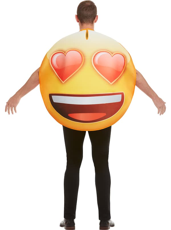 Funidelia | Hymyilevä sydänsilmä emoji -asu VIRALLINEN naisille ja miehille ▶ Hymiö, Whatsapp, Omaperäiset ja hauskat - Keltainen