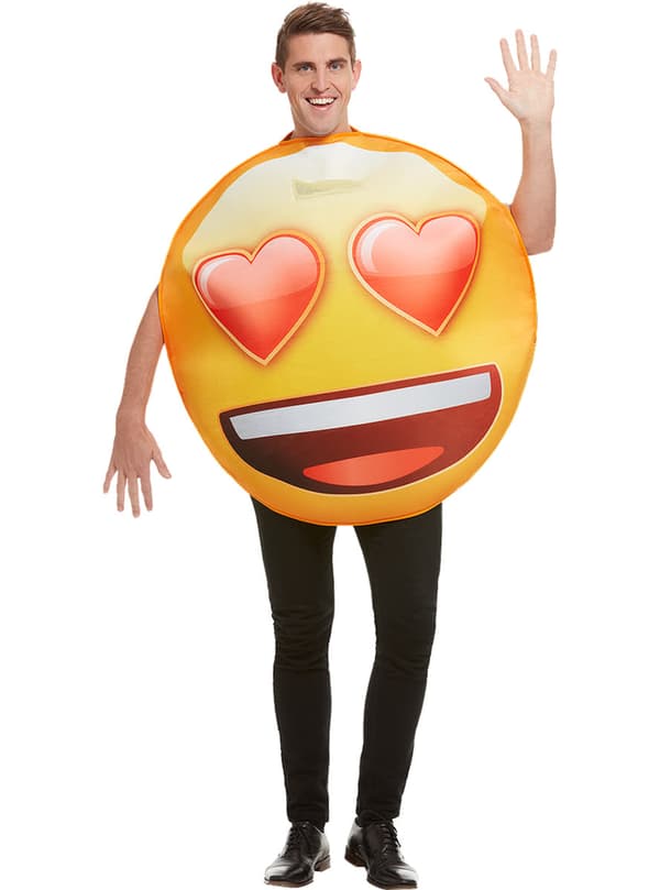 Funidelia | Emoji Kostume smilende med hjerte øjne OFFICIELLE til kvinder og mænd ▶ Humørikon, Whatsapp, Originalt & Sjovt - Gul One size