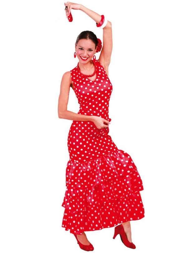 Sevillana dansare Röd Maskeraddräkt M