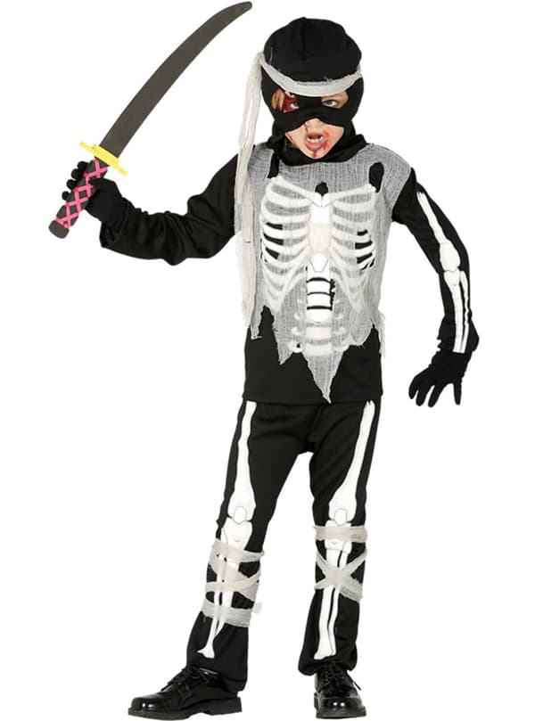 Ninja skelet kostume til børn 7-9 years