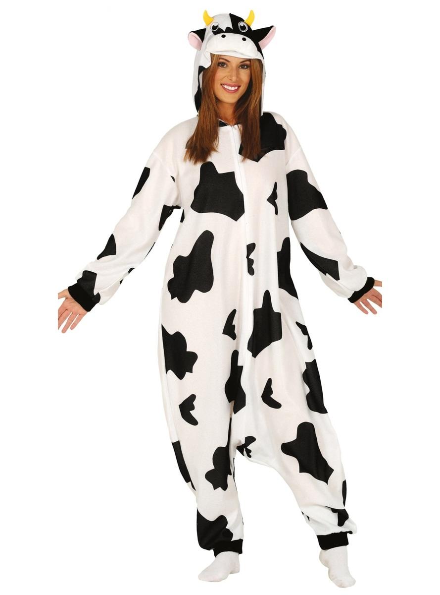 Maskeraddräkt ko onesie för vuxen