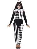 Miniatyrbild 1 av 2: Maskeraddräkt harlequin elegant svartvit dam